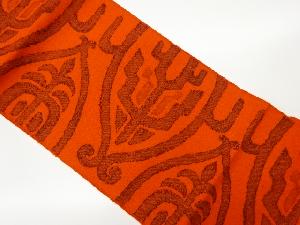 リサイクル　手織り真綿紬抽象模様織出し名古屋帯